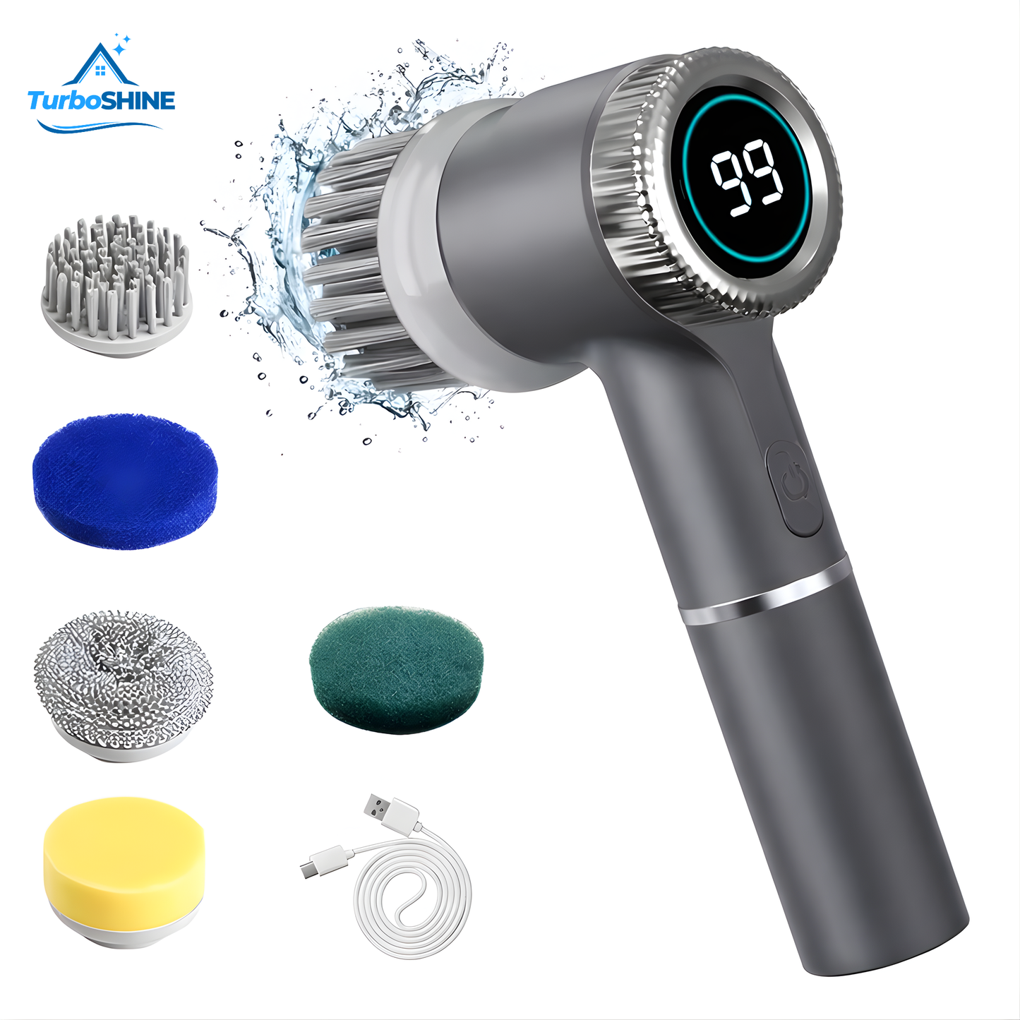 Cepillo Eléctrico Rotatorio Multifunción Recargable con 5 Cabezales