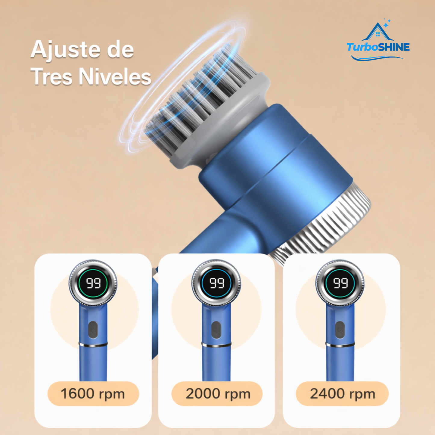 Cepillo Eléctrico Rotatorio Multifunción Recargable con 5 Cabezales