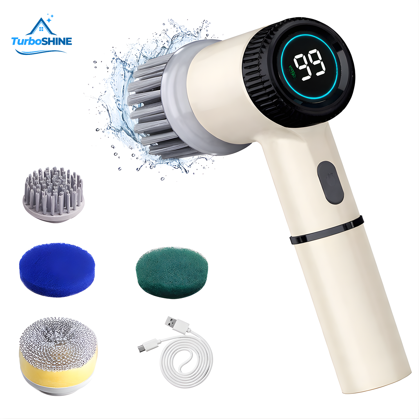 Cepillo Eléctrico Rotatorio Multifunción Recargable con 5 Cabezales